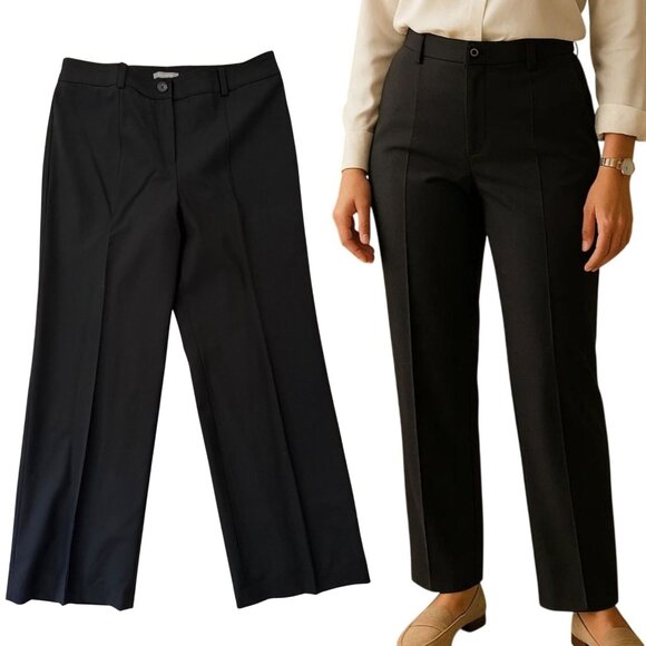 Ann Taylor Pants Size 12 Black Wool Blend Classic Career Essentials Straight Leg - Picture 1 of 14